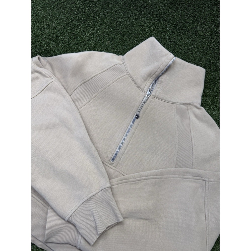 Lululemon Scuba Oversized Funnel Neck Half Zip Women's XS/S Beige Cropped